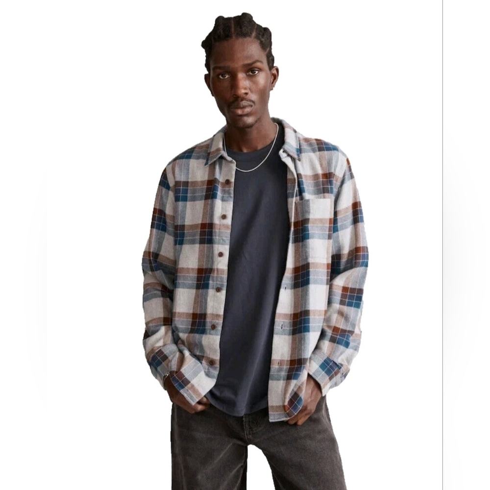 MADEWELL Perfect Fit Mens Fannel Button Up Shirt